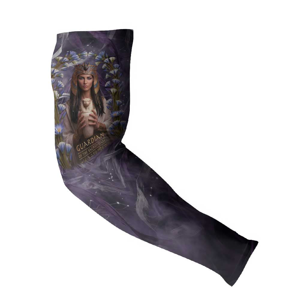 Anput Sacred Urn Arm Sleeves with Papyrus Flowers Egyptian Guardian in Violet Mist