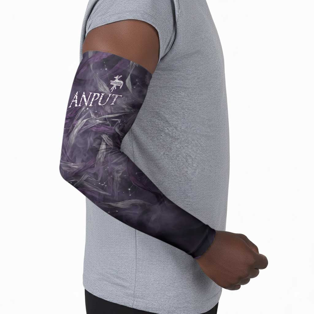Anput Sacred Urn Arm Sleeves with Papyrus Flowers Egyptian Guardian in Violet Mist