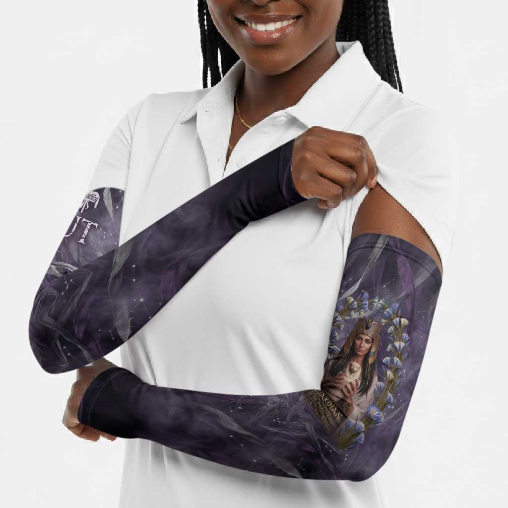 Anput Sacred Urn Arm Sleeves with Papyrus Flowers Egyptian Guardian in Violet Mist