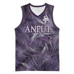 Anput Sacred Urn Basketball Jersey with Papyrus Flowers Egyptian Guardian in Violet Mist