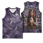 Anput Sacred Urn Basketball Jersey with Papyrus Flowers Egyptian Guardian in Violet Mist