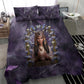 Anput Sacred Urn Bedding Set with Papyrus Flowers Egyptian Guardian in Violet Mist