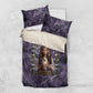 Anput Sacred Urn Bedding Set with Papyrus Flowers Egyptian Guardian in Violet Mist
