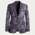Anput Sacred Urn Blazer with Papyrus Flowers Egyptian Guardian in Violet Mist