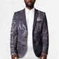 Anput Sacred Urn Blazer with Papyrus Flowers Egyptian Guardian in Violet Mist