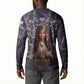 Anput Sacred Urn Button Sweatshirt with Papyrus Flowers Egyptian Guardian in Violet Mist