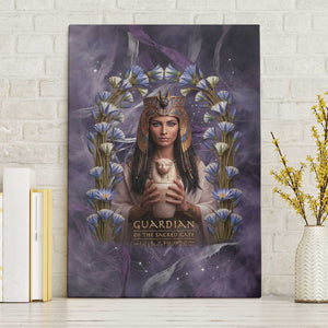 Anput Sacred Urn Canvas Wall Art with Papyrus Flowers Egyptian Guardian in Violet Mist