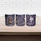 Anput Sacred Urn Ceramic Mug with Papyrus Flowers Egyptian Guardian in Violet Mist