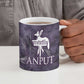 Anput Sacred Urn Ceramic Mug with Papyrus Flowers Egyptian Guardian in Violet Mist