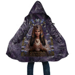 Anput Sacred Urn Cloak with Papyrus Flowers Egyptian Guardian in Violet Mist