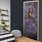 Anput Sacred Urn Door Cover with Papyrus Flowers Egyptian Guardian in Violet Mist