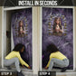 Anput Sacred Urn Door Cover with Papyrus Flowers Egyptian Guardian in Violet Mist