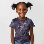 Anput Sacred Urn Kid T shirt with Papyrus Flowers Egyptian Guardian in Violet Mist