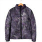Anput Sacred Urn Padded Jacket with Papyrus Flowers Egyptian Guardian in Violet Mist