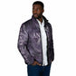 Anput Sacred Urn Padded Jacket with Papyrus Flowers Egyptian Guardian in Violet Mist