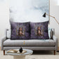 Anput Sacred Urn Pillow Cover with Papyrus Flowers Egyptian Guardian in Violet Mist