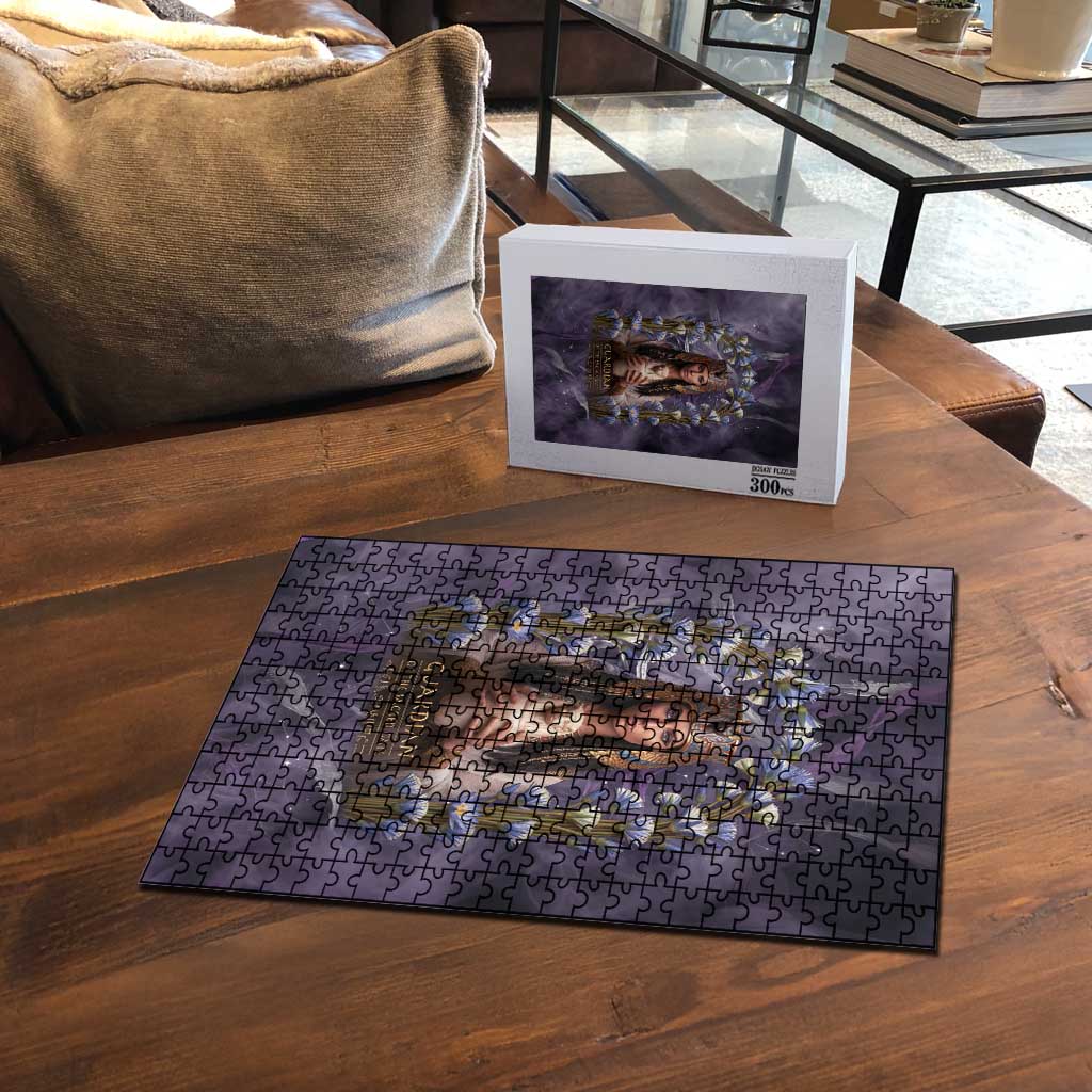 Anput Sacred Urn Puzzle with Papyrus Flowers Egyptian Guardian in Violet Mist
