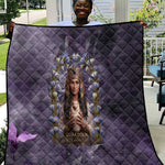 Anput Sacred Urn Quilt with Papyrus Flowers Egyptian Guardian in Violet Mist