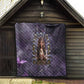 Anput Sacred Urn Quilt with Papyrus Flowers Egyptian Guardian in Violet Mist