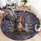 Anput Sacred Urn Round Carpet with Papyrus Flowers Egyptian Guardian in Violet Mist