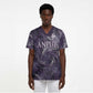 Anput Sacred Urn Scrub Top with Papyrus Flowers Egyptian Guardian in Violet Mist