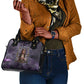 Anput Sacred Urn Shoulder Handbag with Papyrus Flowers Egyptian Guardian in Violet Mist