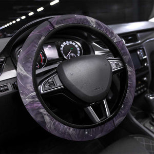 Anput Sacred Urn Steering Wheel Cover with Papyrus Flowers Egyptian Guardian in Violet Mist