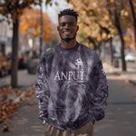 Anput Sacred Urn Sweatshirt with Papyrus Flowers Egyptian Guardian in Violet Mist