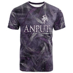 Anput Sacred Urn T shirt with Papyrus Flowers Egyptian Guardian in Violet Mist