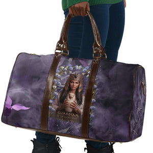 Anput Sacred Urn Travel Bag with Papyrus Flowers Egyptian Guardian in Violet Mist