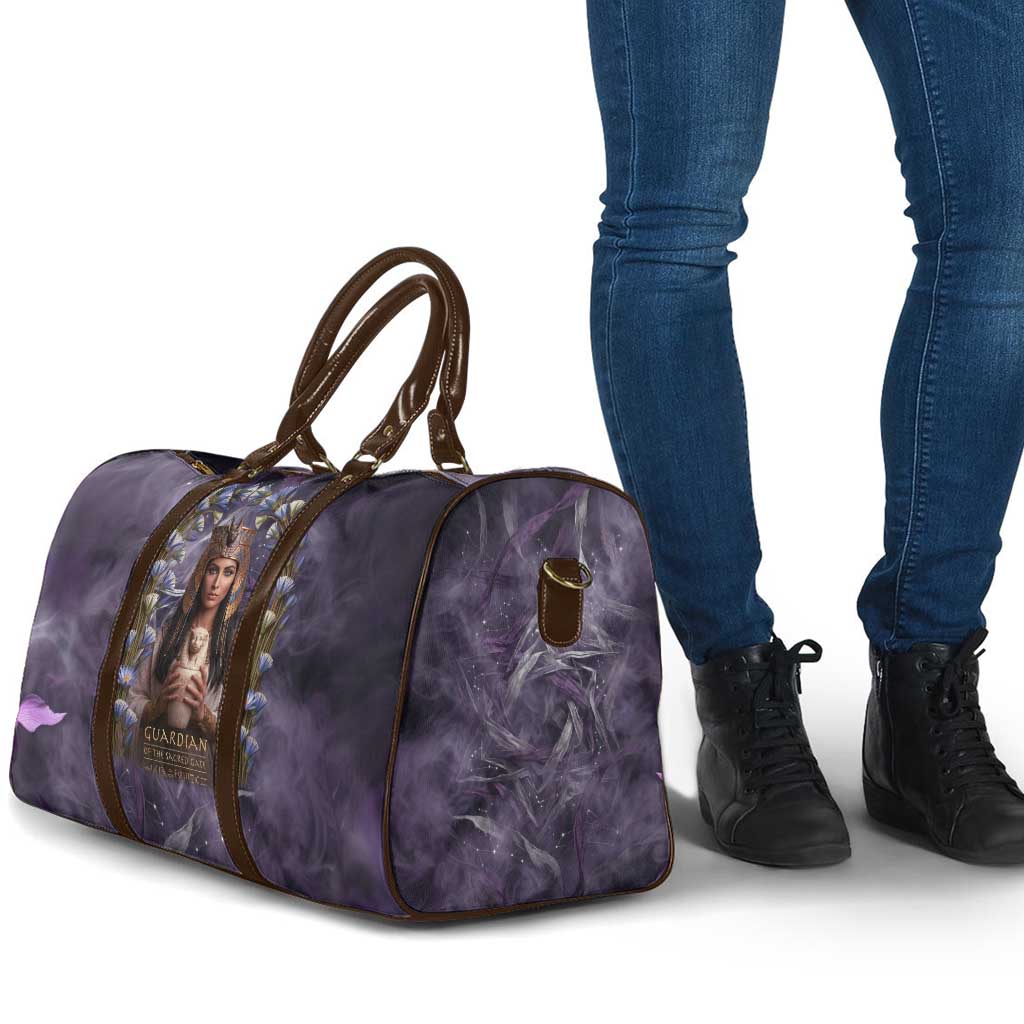 Anput Sacred Urn Travel Bag with Papyrus Flowers Egyptian Guardian in Violet Mist