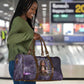 Anput Sacred Urn Travel Bag with Papyrus Flowers Egyptian Guardian in Violet Mist