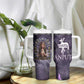 Anput Sacred Urn Tumbler With Handle with Papyrus Flowers Egyptian Guardian in Violet Mist