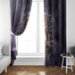 Anput Sacred Urn Window Curtain with Papyrus Flowers Egyptian Guardian in Violet Mist