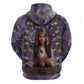 Anput Sacred Urn Zip Hoodie with Papyrus Flowers Egyptian Guardian in Violet Mist