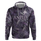 Anput Sacred Urn Zip Hoodie with Papyrus Flowers Egyptian Guardian in Violet Mist