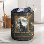 Anput Jackal Mask Laundry Basket with Full Moon Egyptian Afterlife Symbolism