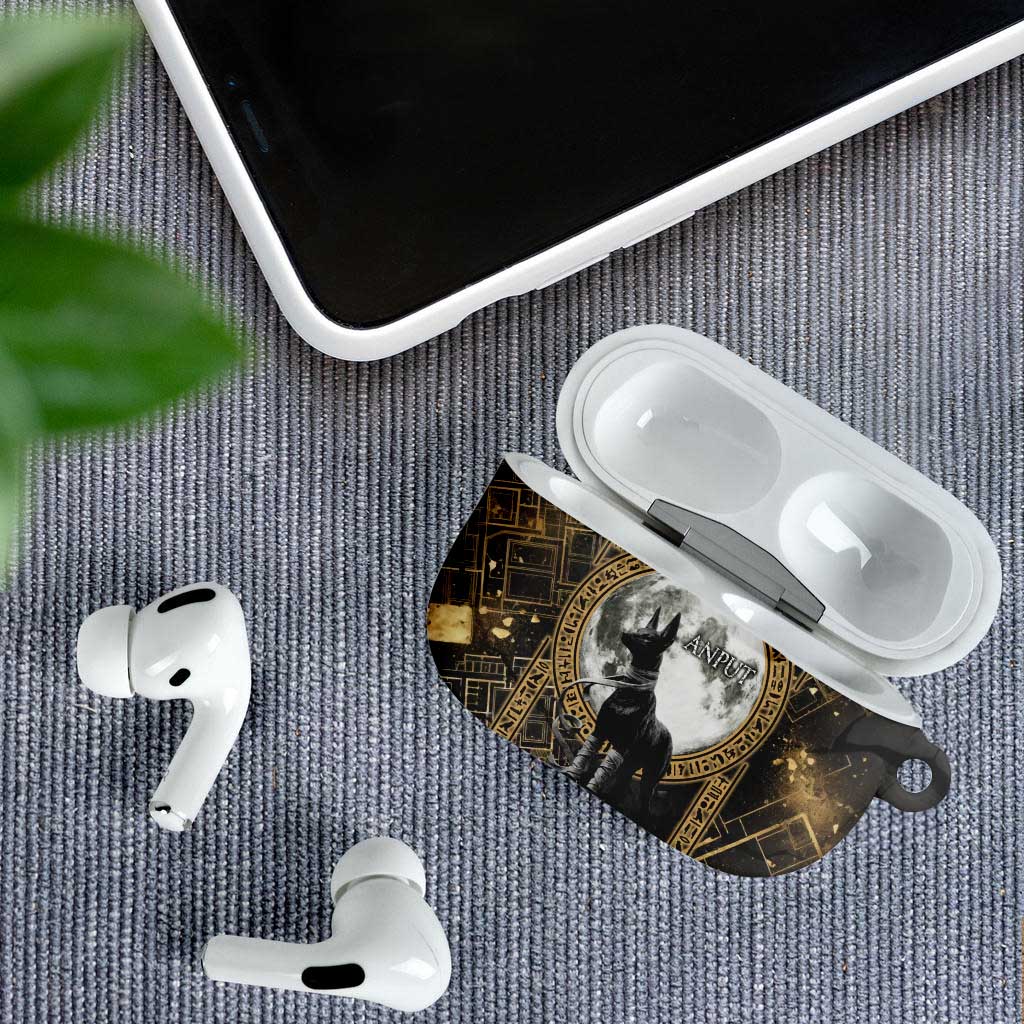 Anput Jackal Mask AirPods Case with Full Moon Egyptian Afterlife Symbolism