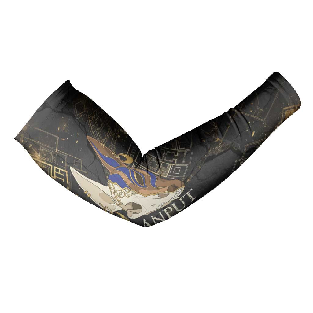 Anput Jackal Mask Arm Sleeves with Full Moon Egyptian Afterlife Symbolism