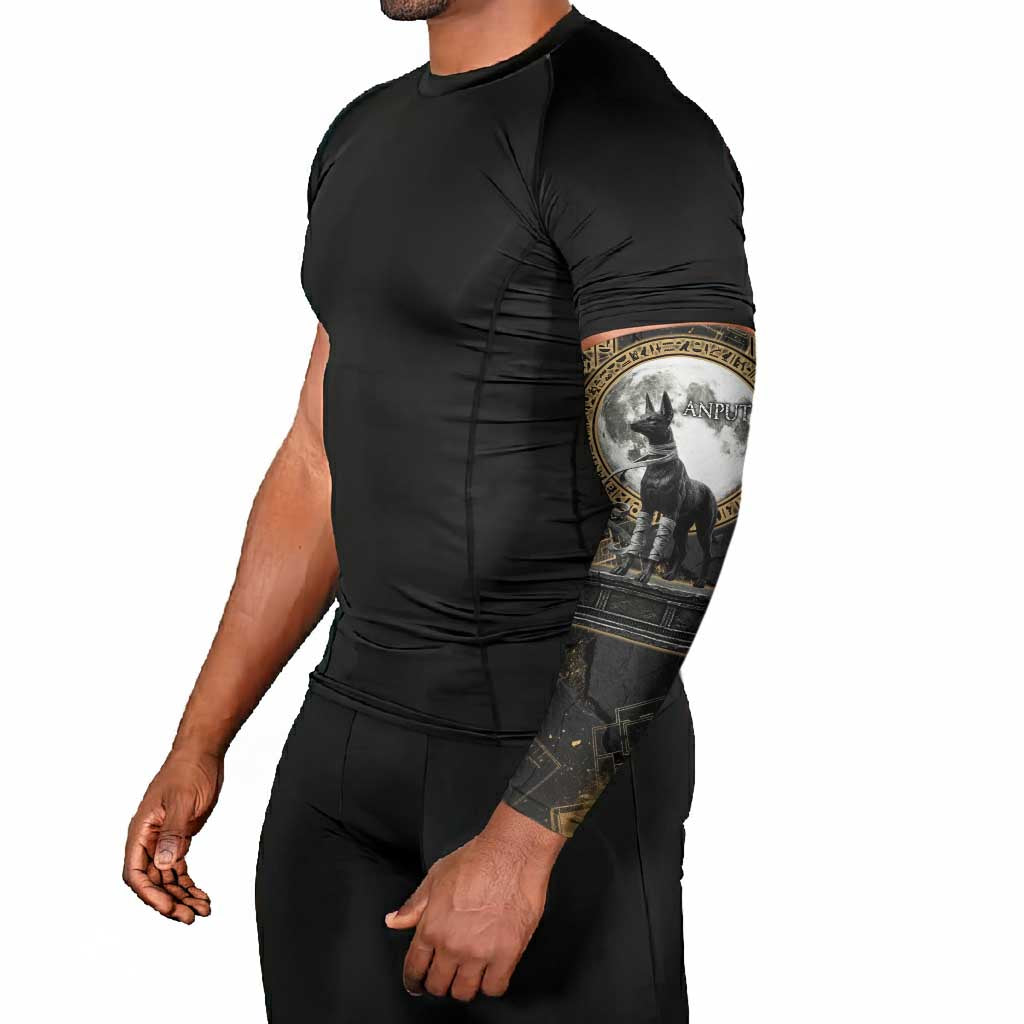 Anput Jackal Mask Arm Sleeves with Full Moon Egyptian Afterlife Symbolism