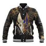 Anput Jackal Mask Baseball Jacket with Full Moon Egyptian Afterlife Symbolism