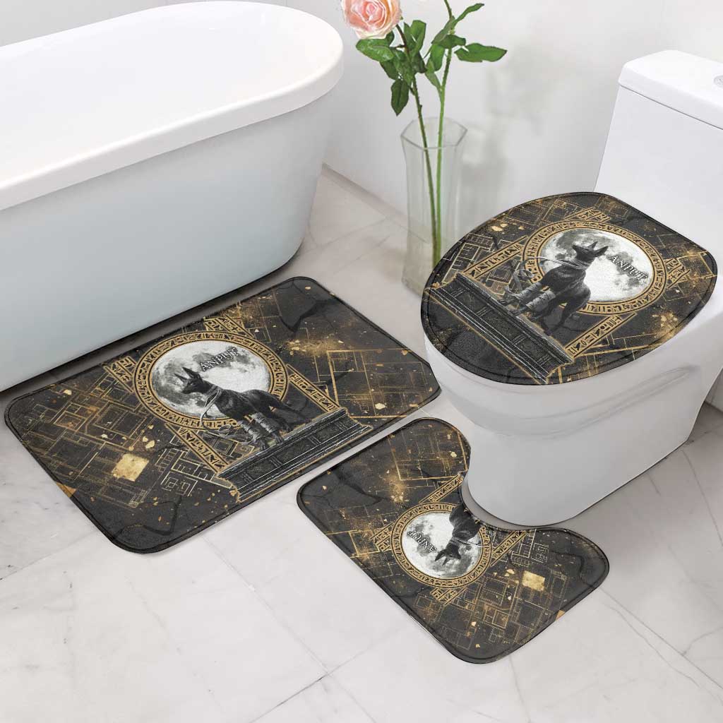 Anput Jackal Mask Bathroom Set with Full Moon Egyptian Afterlife Symbolism