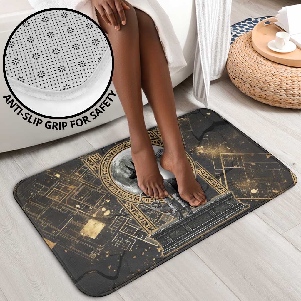 Anput Jackal Mask Bathroom Set with Full Moon Egyptian Afterlife Symbolism