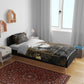Anput Jackal Mask Bedding Set with Full Moon Egyptian Afterlife Symbolism