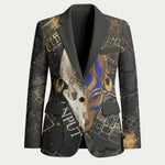 Anput Jackal Mask Blazer with Full Moon Egyptian Afterlife Symbolism