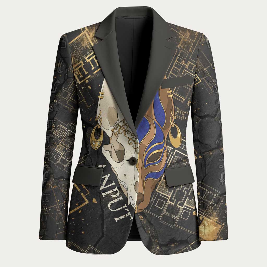 Anput Jackal Mask Blazer with Full Moon Egyptian Afterlife Symbolism