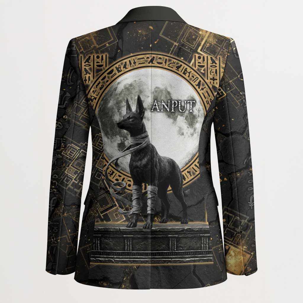 Anput Jackal Mask Blazer with Full Moon Egyptian Afterlife Symbolism