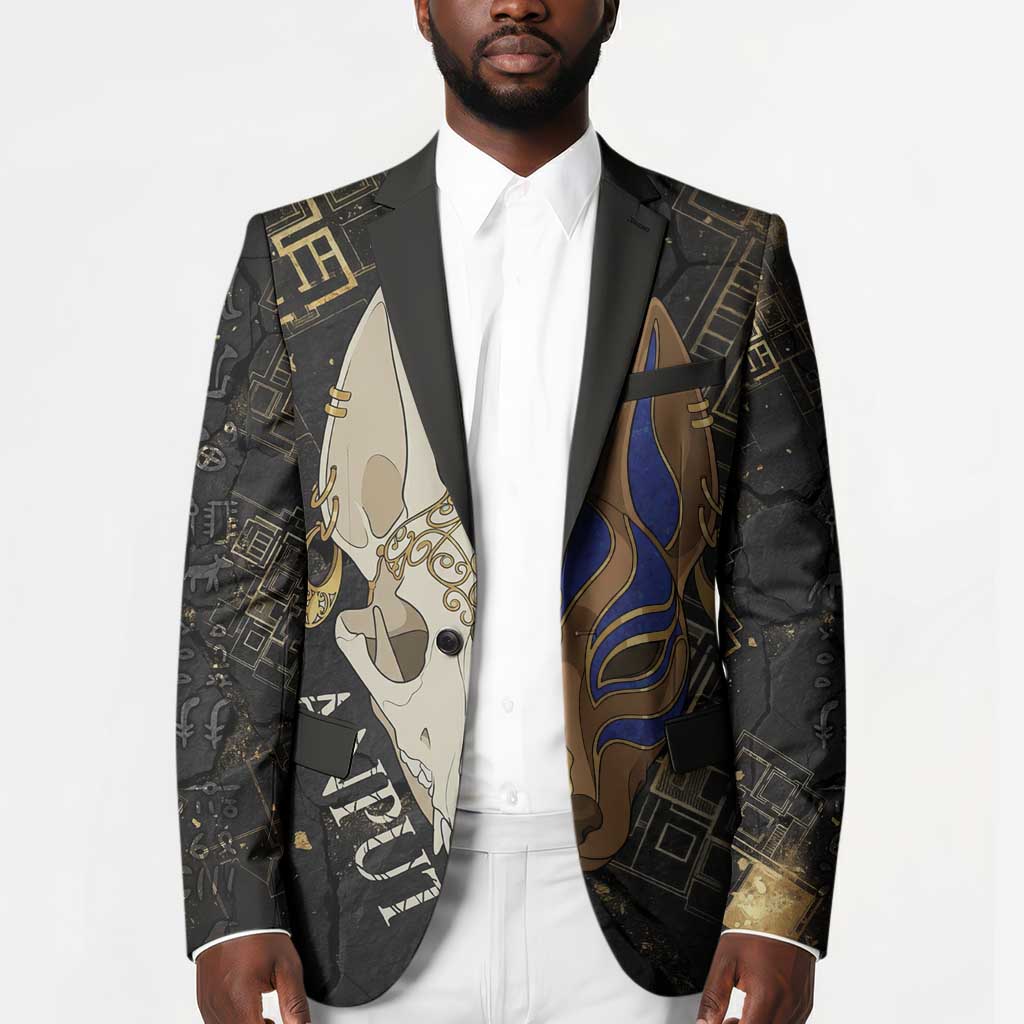 Anput Jackal Mask Blazer with Full Moon Egyptian Afterlife Symbolism