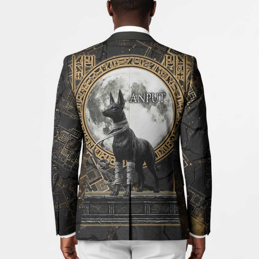 Anput Jackal Mask Blazer with Full Moon Egyptian Afterlife Symbolism