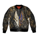 Anput Jackal Mask Bomber Jacket with Full Moon Egyptian Afterlife Symbolism